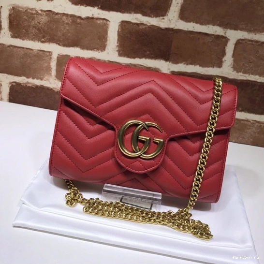 First bag ru GG GUCCI MARMONT CHAIN WALLET 0806